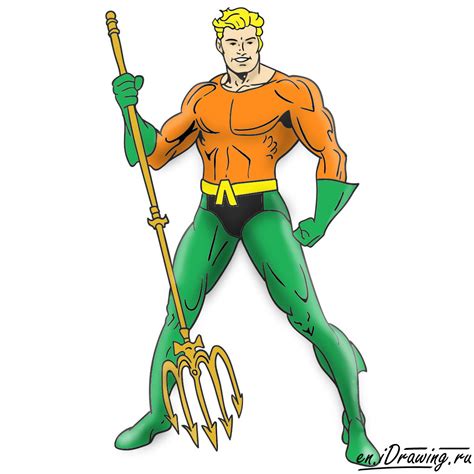 How to draw Aquaman from cartoons and comic books - SketchOk - step-by ...