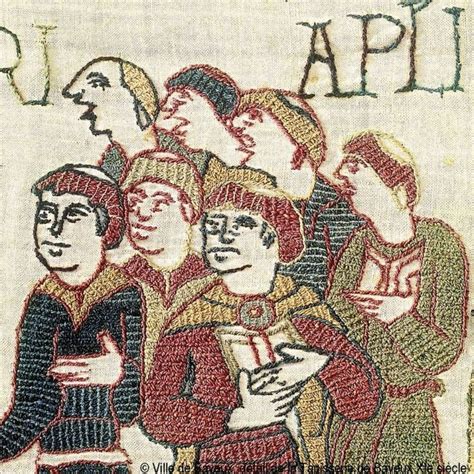 A group of tonsured monks in the Bayeux Tapestry | Bayeaux tapestry, Medieval embroidery ...