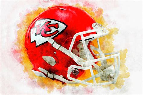 Kansas City Chiefs Helmet Watercolor Art Digital Art by Ksenia Dvornikova - Fine Art America