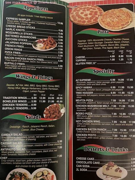 Online Menu of AZ Pizza Express Restaurant, Phoenix, Arizona, 85051 - Zmenu