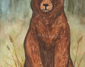 Grizzly bear watercolor painting print by Slaveika Aladjova