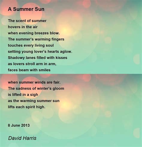 A Summer Sun - A Summer Sun Poem by David Harris