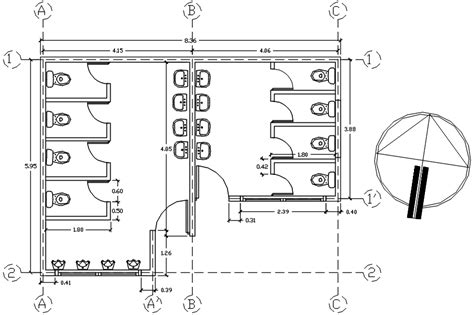 Commercial toilet layout in Autocad - Cadbull