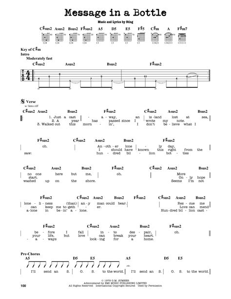 Message In A Bottle by The Police - Guitar Lead Sheet - Guitar Instructor