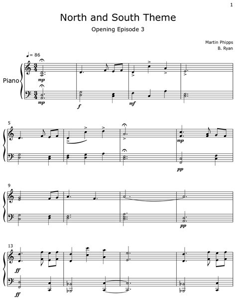 North and South Theme - Sheet music for Piano