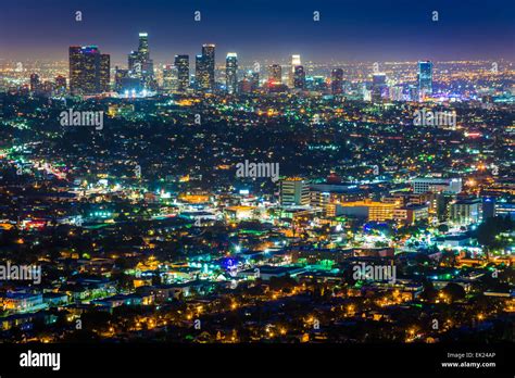 View of the downtown Los Angeles skyline at night, from Griffith ...