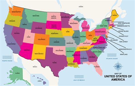 Map Of United States Of America With States Name 20316283 Vector Art at Vecteezy