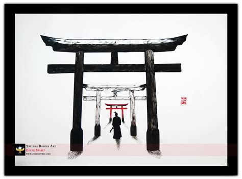 Torii Gates Samurai Art Print Painting. Samurai art.