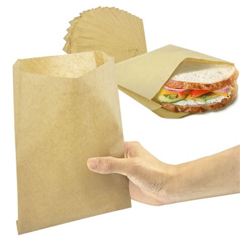 Fit Meal Prep 8.5 x 6 Inch Kraft Dry Wax Paper Sandwich Bags - Brown Unbleached Biodegradable ...