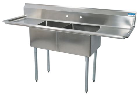 New! Two Compartment Stainless Steel Sink With Double Drainboards – TEC Akron