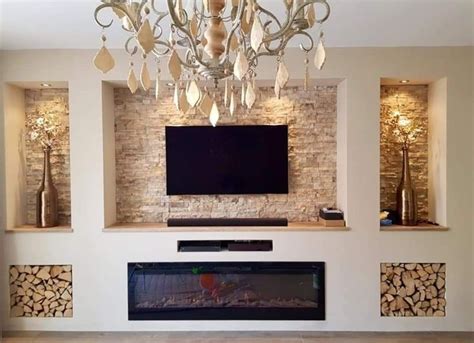 Home decor modern stone tv wall design ideas you ll love fireplace tv ...