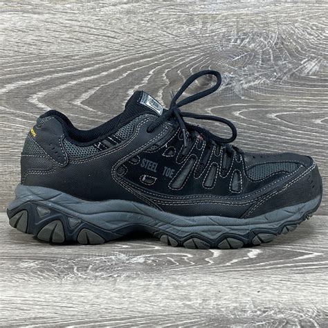 Skechers Mens Work Shoes Black Leather Cankton Sneake… - Gem