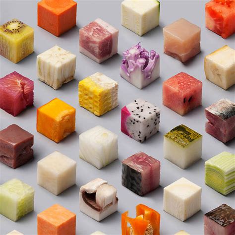 Cube Food: A Variety of Raw Foods Cut into 98 Perfect Cubes - Design Swan