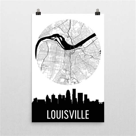 Louisville Skyline Silhouette Art Prints – Modern Map Art