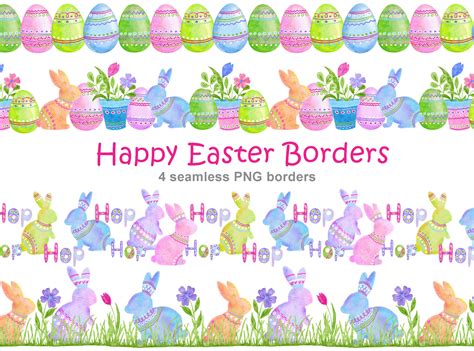 Easter Bunnies Seamless Png Border Rabbit Clipart Frame File - Etsy UK