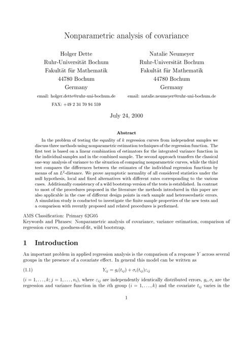 (PDF) Nonparametric Analysis of Covariance