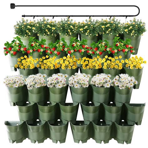 Worth Garden 36 Pockets Self Watering Vertical Planters Indoor Outdoor Living Wall Mounted - 9 ...