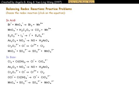 Redox Practice Problems With Answers