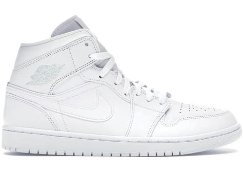 Jordan 1 Mid Triple White (2018) - 554724-109 - HypeAnalyzer