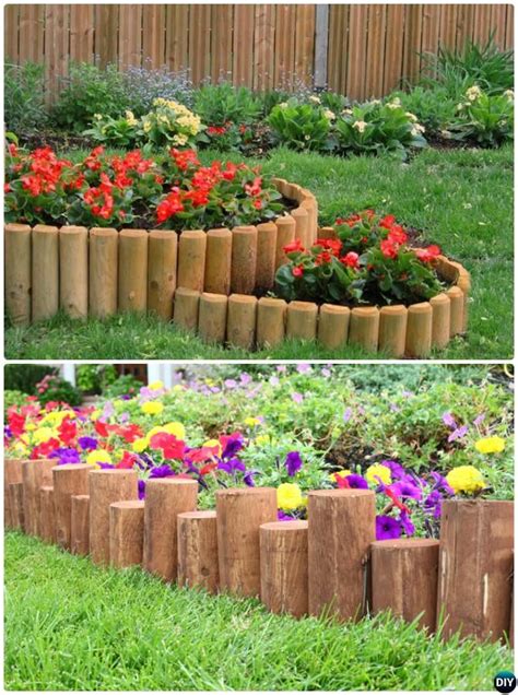 Wood Log Garden Edging - 20 Creative Garden Bed Edging Ideas Projects Instructions | Wood garden ...