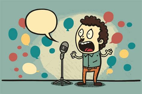 Premium Vector | A man with a microphone is speaking into a microphone.