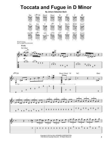 Toccata And Fugue In D Minor by Johann Sebastian Bach - Easy Guitar Tab ...