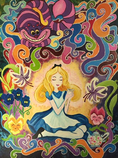 Alice in Wonderland acrylic painting I did on a "22" "28" inch canvas ...