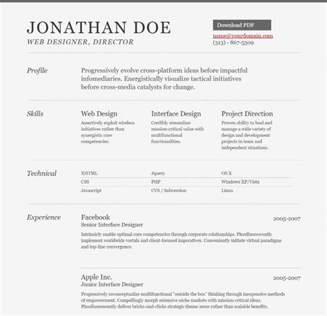 Html Css Resume Template Github