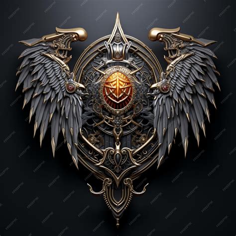 Premium AI Image | Heraldic Golden Eagle on black background coat of ...