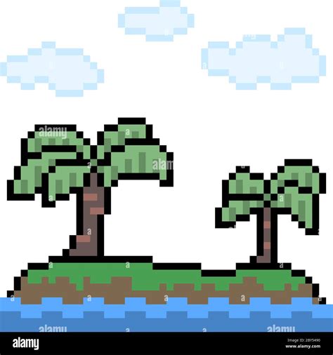 vector pixel art island isolated Stock Vector Image & Art - Alamy