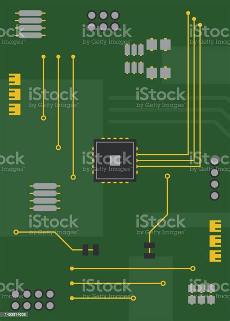 Microcircuit In Flat Style Stock Illustration - Download Image Now - Art, Backgrounds, Banner ...