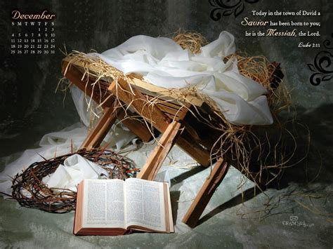 Dec. 2011 - Savior Born Desktop Calendar- Free December Wallpaper