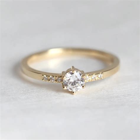 Ring For Women 0.1CTriund cut 18k solid yellow gold Diamond Jewelry ...