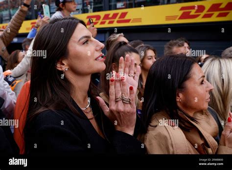 ZANDVOORT, NETHERLANDS - AUGUST 27: Sophie Kumpen claps her son Max ...