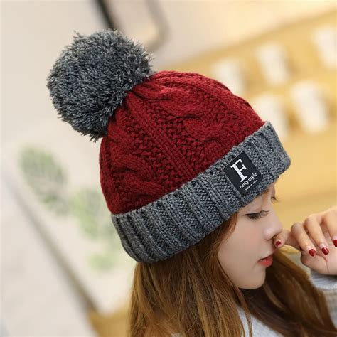 Aliexpress.com : Buy 2018 New Pom Poms Winter Hats for Women Fashion Letter Warm Hat Knitted ...