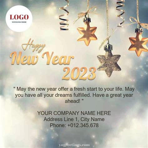 Sparkling 2023 New Year Greeting Card for Company | New year greeting cards, New year greetings ...