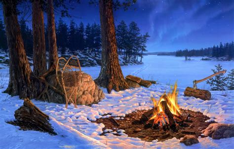 Winter Fire Forest Wallpapers - Wallpaper Cave