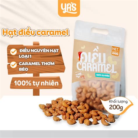 Hạt điều caramel YAS túi 200g điều nguyên hạt cùng caramel giòn tan ...