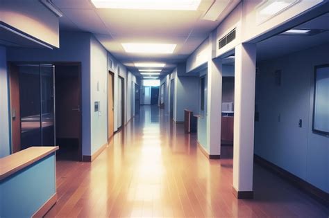 Premium AI Image | A hallway with a sign that says'hospital'on it