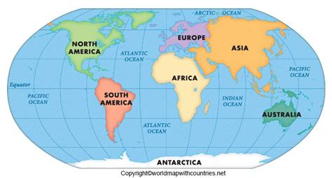 World Map With Countries | 4 Free Printable Continents And Sea Maps