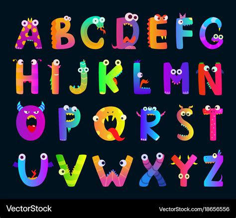 Kids alphabet with funny monster letters Vector Image