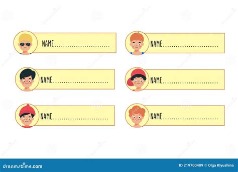 Happy Cute Kids Boy Name Tag. Illustration Featuring Printable Name ...