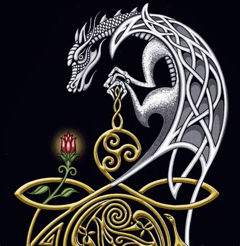 Celtic Dragon - Framed Digital Art Print 8 x 10