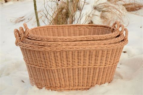 Large Wicker Laundry Basket Big Laundry Basket Handled Oval | Etsy