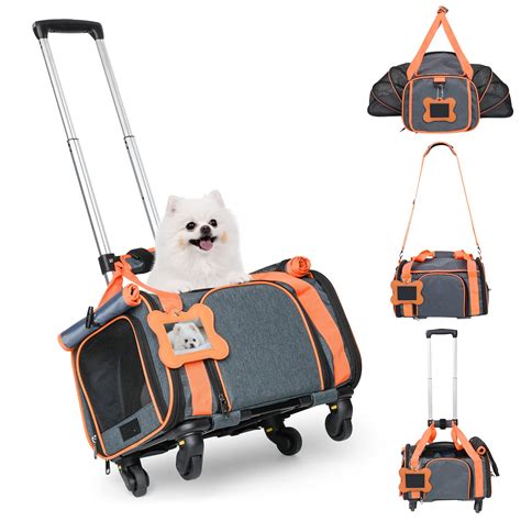 LOOBANI Pet Carrier with Wheels, Pet Carrier Airline Approved 18x11x11 ...