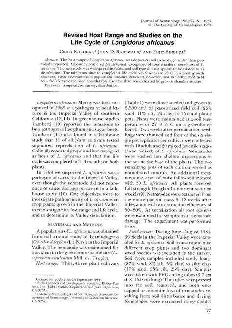 (PDF) Revised Host Range and Studies on the Life Cycle of Longidorus - DOKUMEN.TIPS