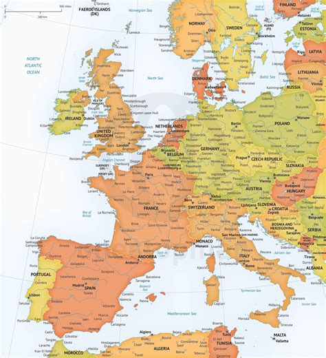 Western Europe Political Map With Capitals