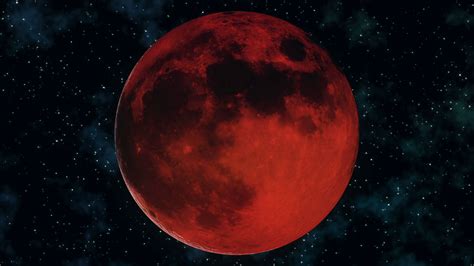 Realistic seamless 3D animation of full lunar eclipse. Blood moon wax ...