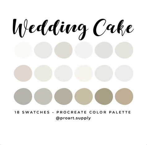 WEDDING CAKE PROCREATE Color Palette Hex Codes White - Etsy | Color ...