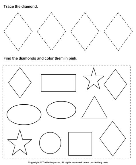 Diamond Shape Tracing Worksheets Preschool